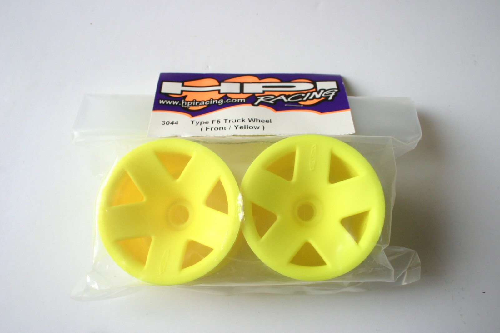 HPI F5 Type Yellow Front Wheels For Associated / Losi Trucks - 3044 RC10T XXT