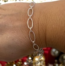 NEW 925 Sterling Silver Oval Links Chain Polished Bracelet 7 1"
