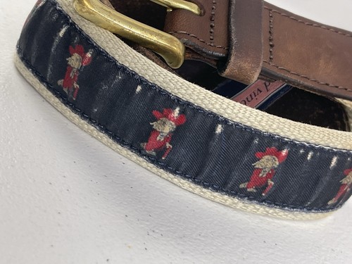 VINEYARD VINES OLE MISS COLONEL REB Leather Canvas Belt - Size 26 - Blue - Picture 2 of 9