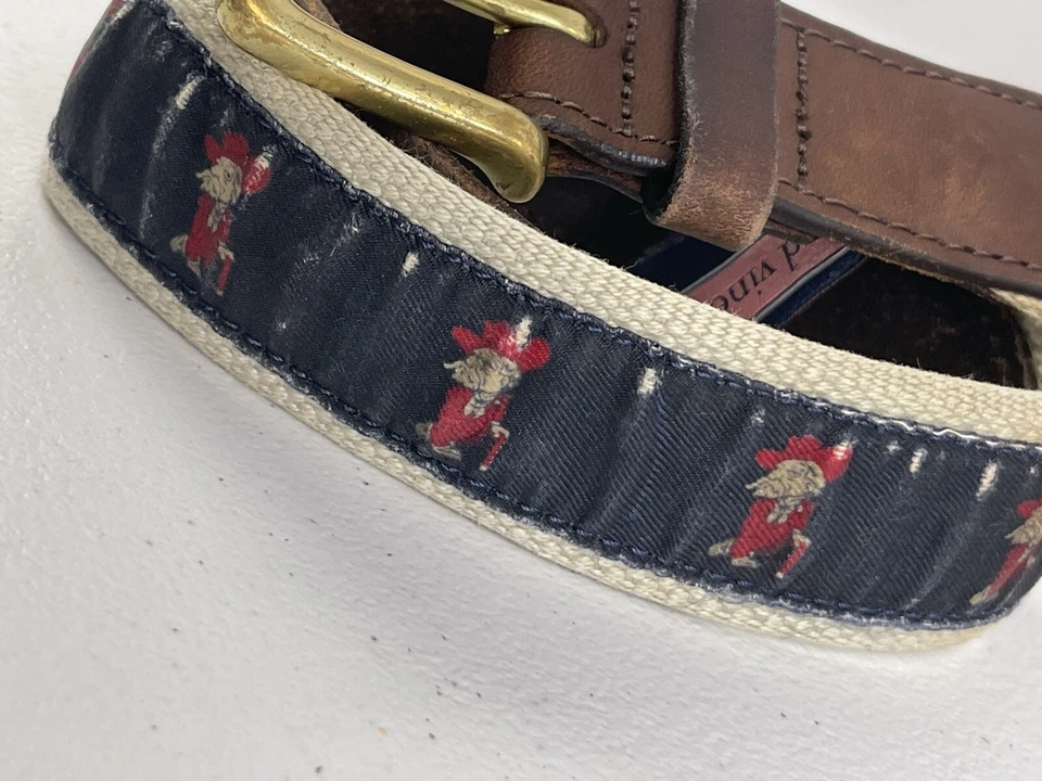 Cinturón de lona de cuero VINEYARD VINES OLE MISS CORONEL REB - talla 26 - azul Foto 2 de 4