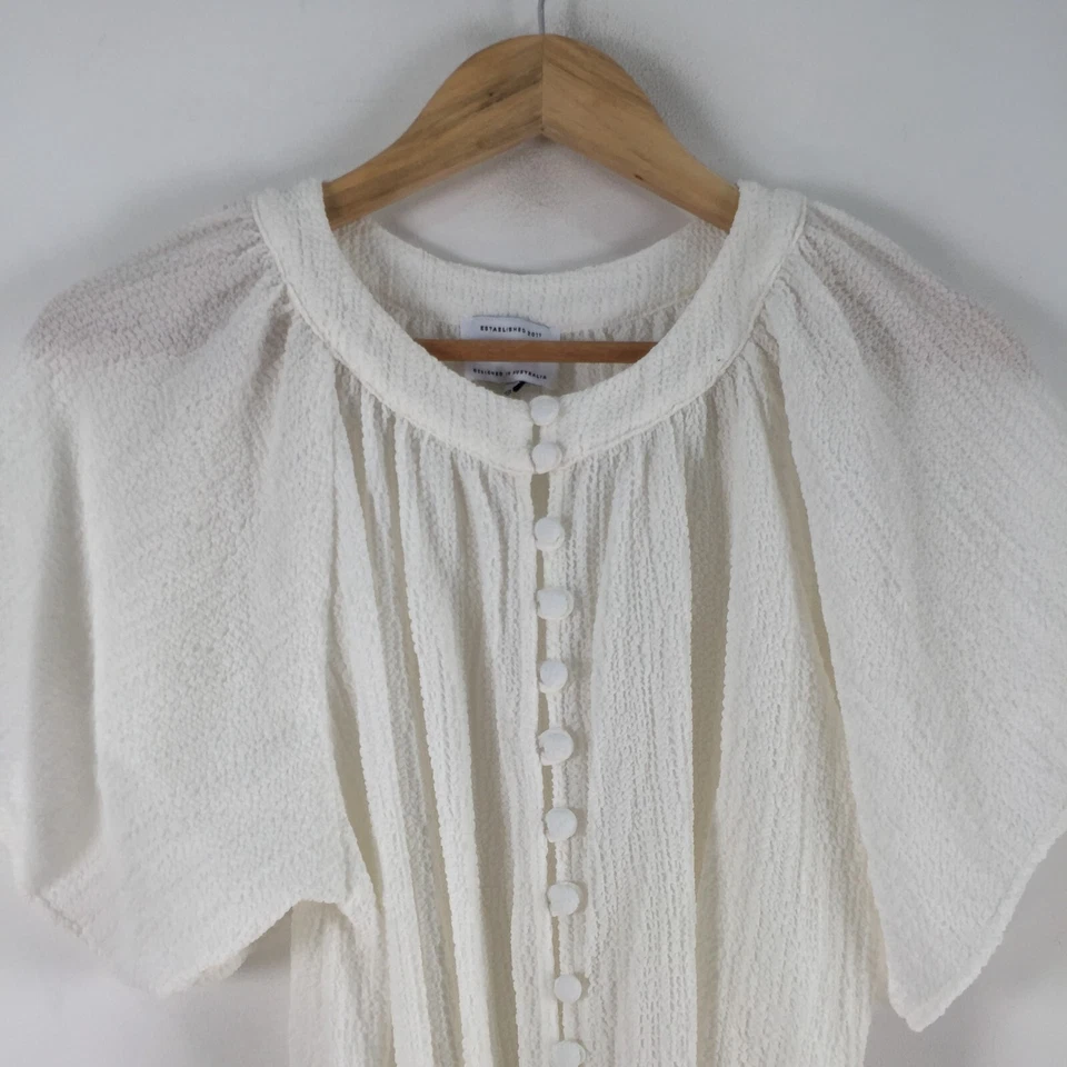 Sabo skirt womens playsuit romper size 2XS sheer white short sleeve 083331 - Image 2 of 4