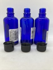 1.7 oz 50 ml COBALT BLUE Glass Bottle Set Of 3 Bottles W/dropper