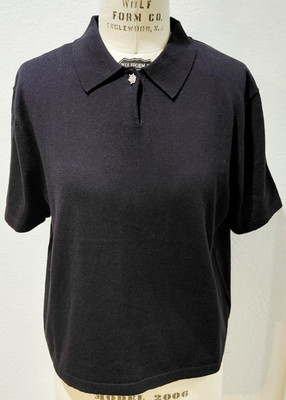 Velvet by Graham & Spencer Emerson S/S Black Embellished Polo- Size M- NWT