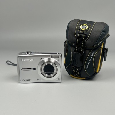 Olympus FE-310 8MP Digital Camera 5x Zoom Silver w/ Case - Tested & Working