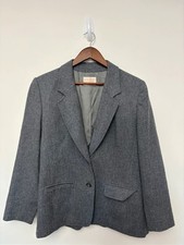 Vintage Pendleton Gray 100% Wool Blazer Size 10 Made in USA