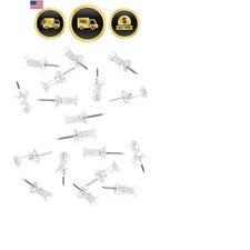 100-Pack Push Pins Tacks, Clear Plastic Head, Steel Point,Thumb Tacks for Wal...