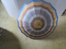 Vintage Umbrella With Wood Stem  Carved 5" Lucite Handle and 24" Closed Length