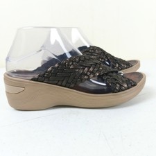 Bzees Women Dainty Braided Slip On Wedge Sandals 8 Brown Bronze Boho Slide