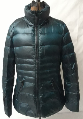 Andrew Marc Women's Down Puffer Jacket Coat Size Medium Teal/Black Packable Zip
