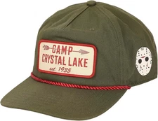 Friday The 13th Camp Crystal Lake Hat Cap Snap Back Mens Green Horror Movie RARE
