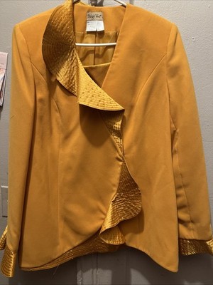 Midnight Velvet Blazer Mustard Yellow Size 14 Women