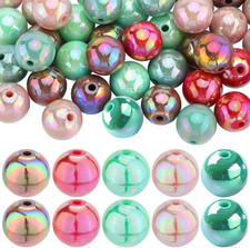 100Pcs 5 Colors 16Mm Acrylic Beads Bulk Christmas Theme Beads Bubblegum AB Color