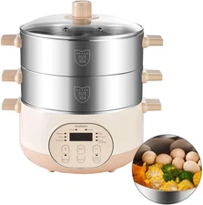 Joydeem Electric Food Steamer for Cooking, 2-Tier Stainless Steel Vegetable & Fo