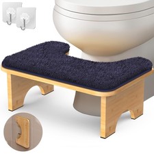 Bamboo Toilet Stool, 7  Foldable Potty Poop Bathroom Stool with Extra Soft Mi...