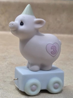 MIB Precious Moments Birthday Train Age 3 Pig ''Heaven Bless Your Special Day''