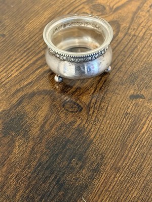 Russian Silver Plate Salt Dip Cellar Caviar Dish with Insert 2 Vintage