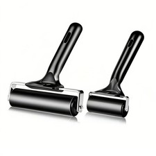 2 Pack Brayer Rollers, Professional Rubber Art Rollers with Comfortable BLACK