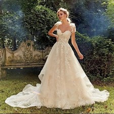 Vintage Lace Applique A Line Wedding Dresses Sweetheart Backless Bridal Gowns