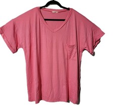 eLuna 3X Bright Pink SS Vneck Tee w/ Pocket. Made In USA