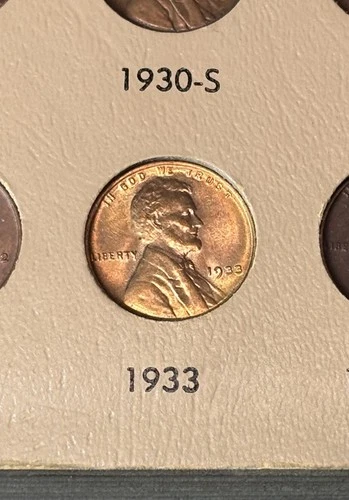 1933 RED Uncirculated Copper Lincoln Wheat Cent