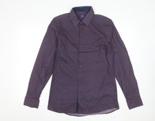 Next Men's Purple Geometric 39cm Regular Fit Cotton Formal Shirt