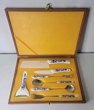 Ceramic Blue Dragon Asian Travel Cutlery Set,  Knives-Spoons-Forks-Cheese Plane