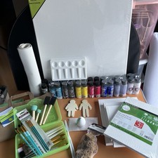  Bundle Art Set Acrylic Paint, Canvas, Brushes, And More
