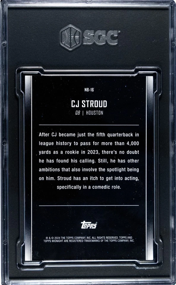 2024 Topps Midnight C.J Stroud Nightball Sunrise Cracked Ice Ssp #5/5 SGC 7 Foto 2 de 2