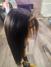 Lace Front Human Blend Straight Dark Browm Free-Part 26 in Wig