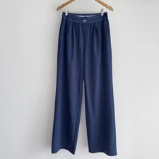 ALO Yoga Suit Up Trouser Womens Medium Navy Blue Wide Leg Pants Minimalist