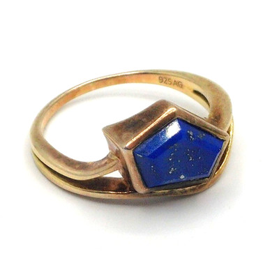 Exklusiver Designer Ring 925 Sterling Silber JLO vergoldet Lapislazuli Vintage