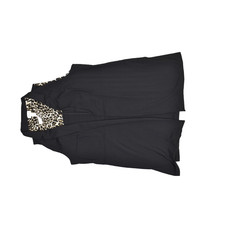 Chico's Women's Open Front Blazer Size 3 Black Cheetah Print Lining