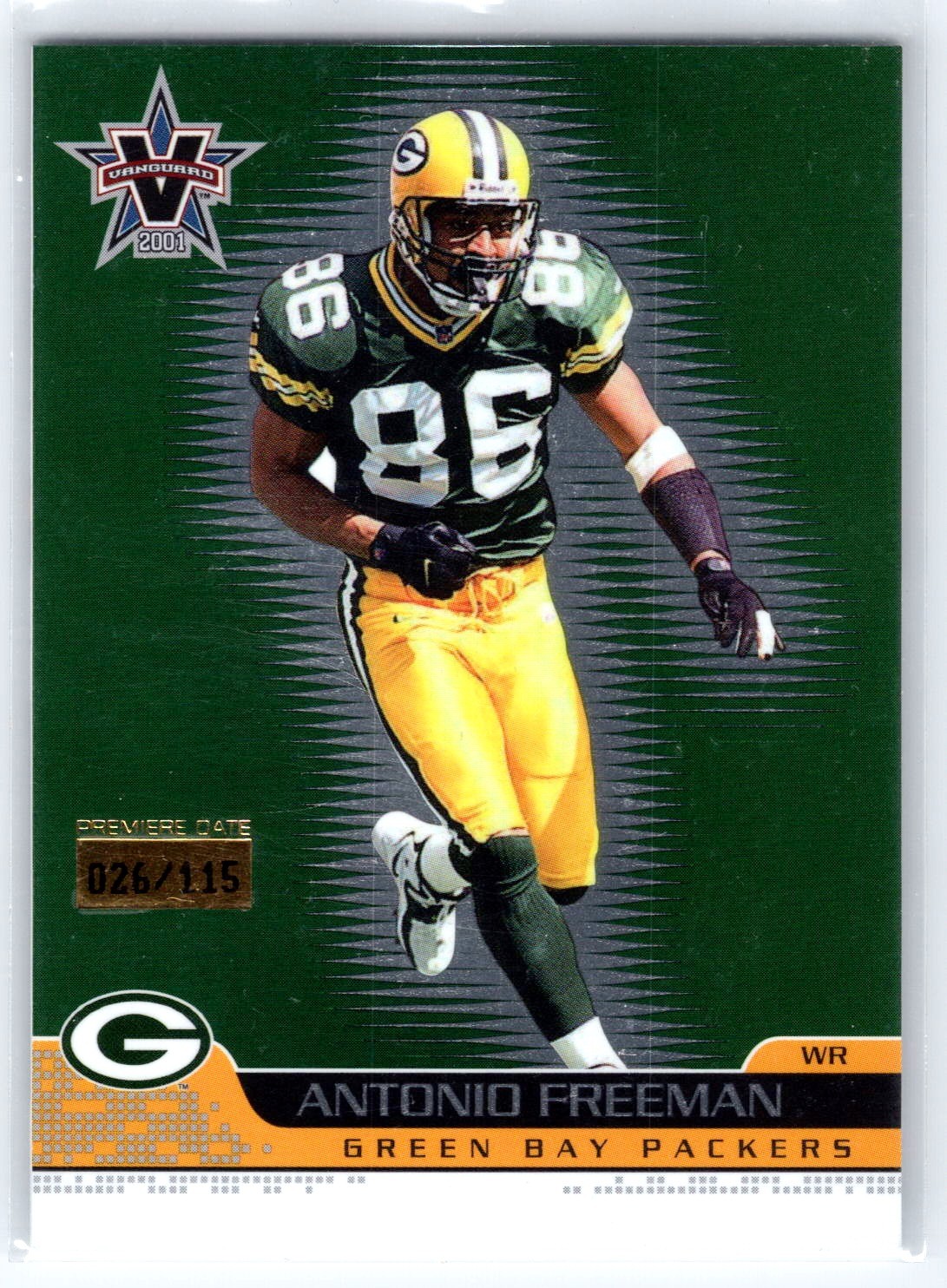Antonio Freeman 2001 Pacific Vanguard Premiere Date! 26/115! Packers Legend