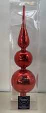 Christmas Red Blown Glass Tree Topper Ornament 14 Inches NIB