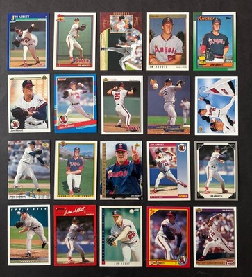 20 CARD LOT OF DIFFERENT JIM ABBOTT CARDS - MLB - FREE SHIPPING! - #W052426C