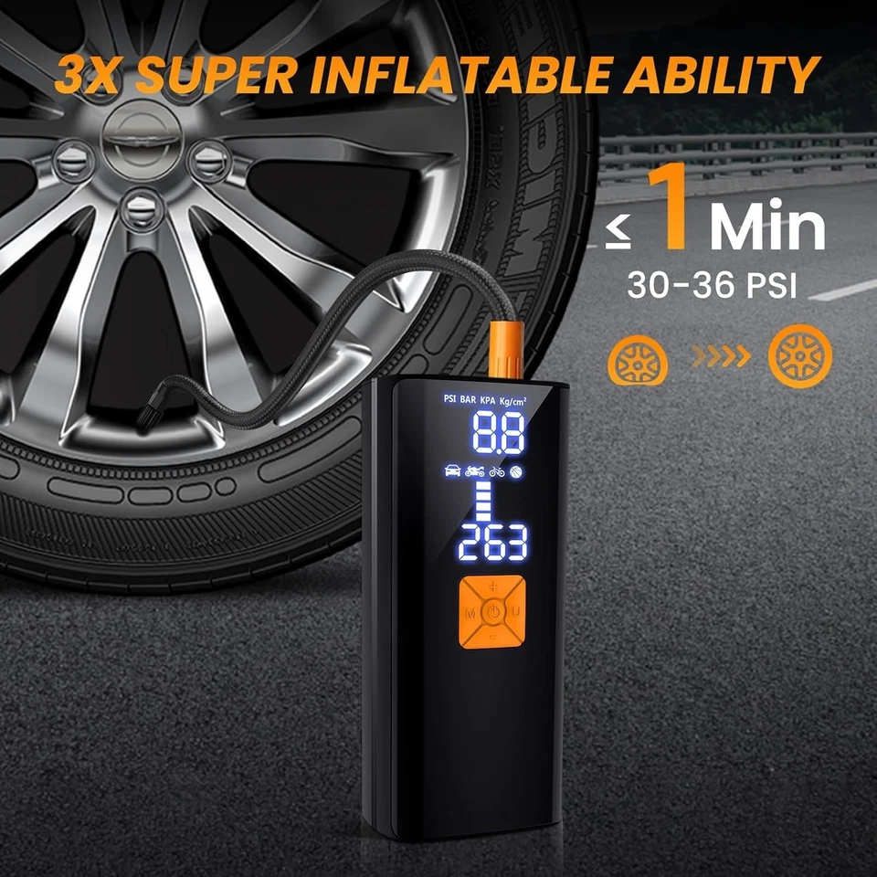 Портативный воздушный компрессор для накачки шин, портативный беспроводной воздушный насос для накачки шин - Изображение 2 из 4