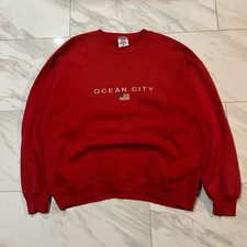 Vintage Made In USA Graphic Pullover Crewneck Sweatshirt Ocean City NJ Mens XL