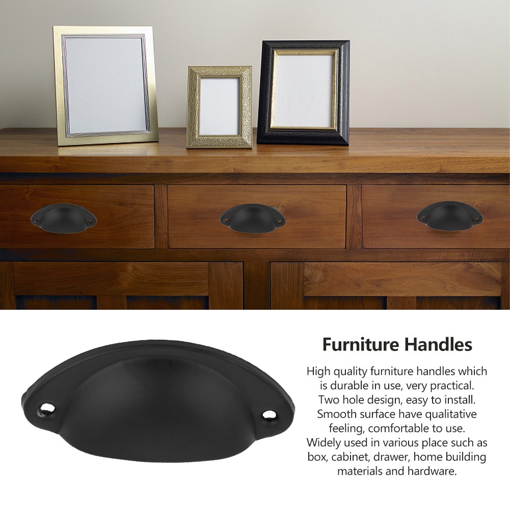 `Metal Drawer Cabinet Furniture Knob Antique Shell Pull Handle Handware Black.