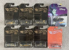 Hot Wheels 50th  Series Black/Gold  Set of 6,costom 62 Chevy, Maleficent Car