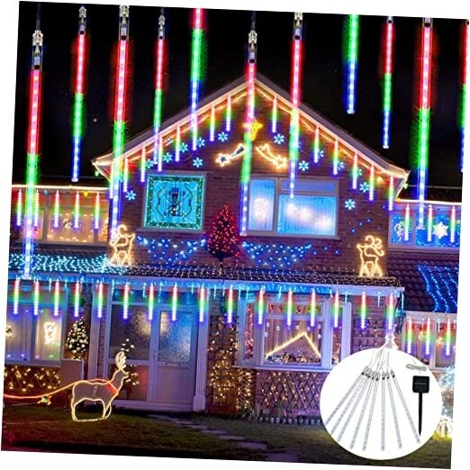 30cm Solar Meteor Rain Lights with 144 Multicolor LEDs 8 Tubes