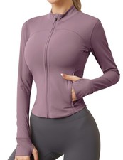 Womens Zip Up Workout Jackets Lightweight Athletic Slim Fit Track Pockets Fit