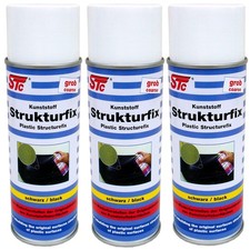 3x 400 ml STC Kunststoff Strukturfix grob Strukturlack schwarz Lackspray