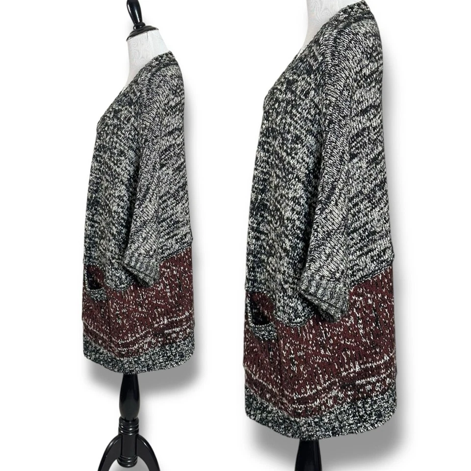 Cardigã Zara malha boêmio robusto tamanho grande quimono suéter meia manga médio - Imagem 3 de 4