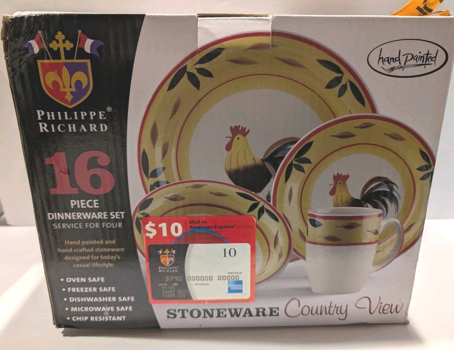 16 PCs NOS Philippe Richard Country View Rooster Dinner Salad Bowl Cup