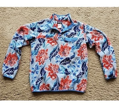 Patagonia Synchilla Manoa Floral Hawaiian Snap T Pullover Fleece Jacket LARGE