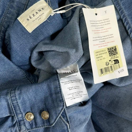 NEW SÉZANE Eurielle Long Sleeve Shirt, Medium Denim Blue, FR34/US2 - Picture 14 of 14