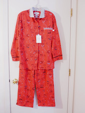 New KAREN NEUBURGER Red Cotton Blend Long Sleeve Pocket Bear Pajama Set Size S