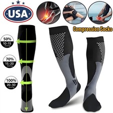 Compression Socks Stockings Knee High Women Men Sports 20-30 mmHG S/M-X/XL USA