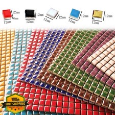 Brueyart Mosaic Tiles Bulk, 100pc Ceramic Square 12mm for Crafts, 16 Colors Pink