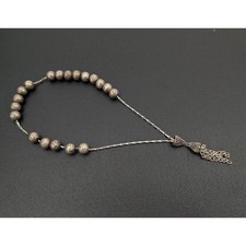 VTG Middle Eastern Prayer Beads Tasbih Turkish Tassel 19 Bead Silver Tone